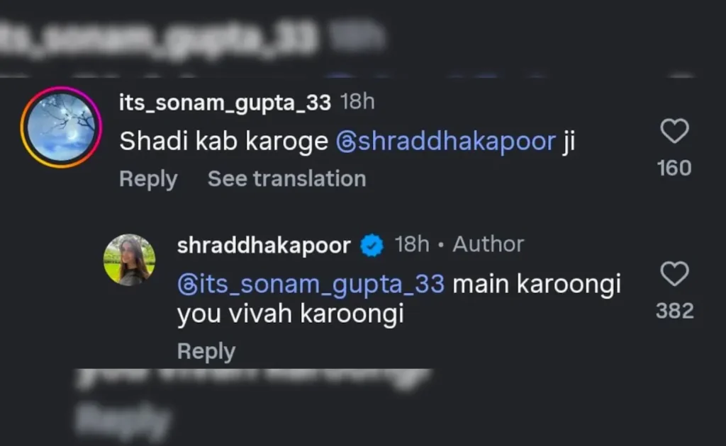 Shraddha Kapoor's reply to Sonam Gupta Comment