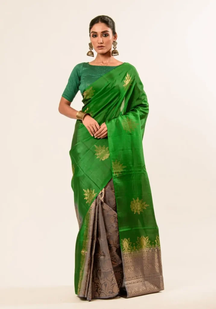 Bottle Green Saree